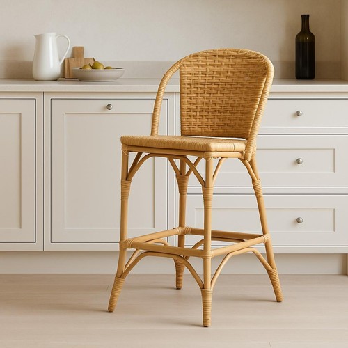 Rattan bar stool - bar, natural