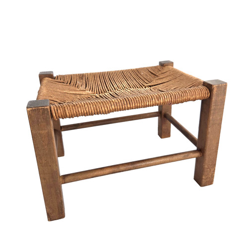 Vintage wooden woven foot - wooden,
