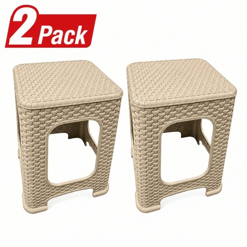 Plastic rattan stool large - 2,