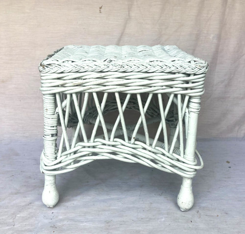Vintage wicker rattan square - vintage,