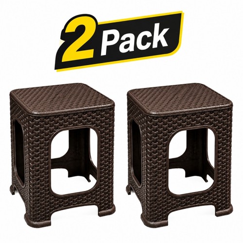 Plastic rattan stool large - x,