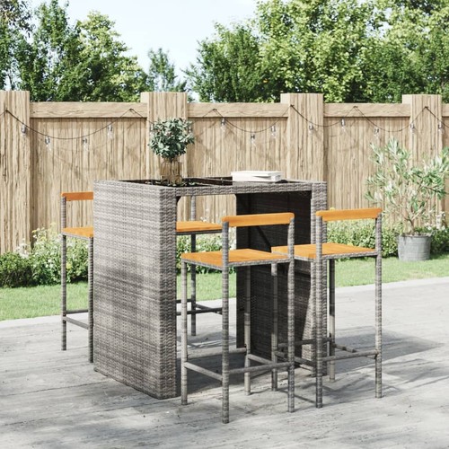 Bar stools grey poly rattan - 4x,